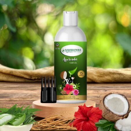 Nakshathra Ayurvedic Herbal Hair Oil, For Controlling Hair Fall, Dandruff For Healthy Hair Growth, Paraben & Silicone-Free Suitable For All Hair Types, 29 Herbals, Paraben & Sulfate Free (100ml)