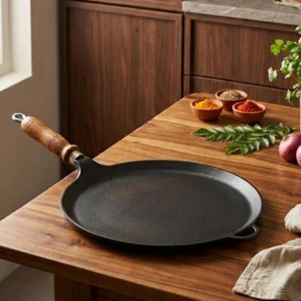 Iron Dosa & Roti Tawa with Wooden Handle – 10 Inch