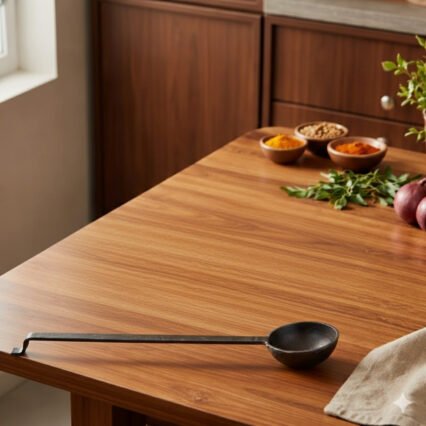 Iron 3mm Thickness Tadka Pan/Fry Pan/Loha/Lokhand/Spice Heating Pan/Vaghar Pan/Thalipu Karandi with Long Handle (Black_10cm)