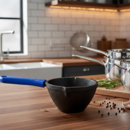 MYNAKSHA Cast Iron Pre-Seasoned Non-Stick Frying Pan with Soft-Touch Handle | Induction Base, Scratch and Abrasion Resistant Skillet Pan for Cooking and Frying (Black_6inch)