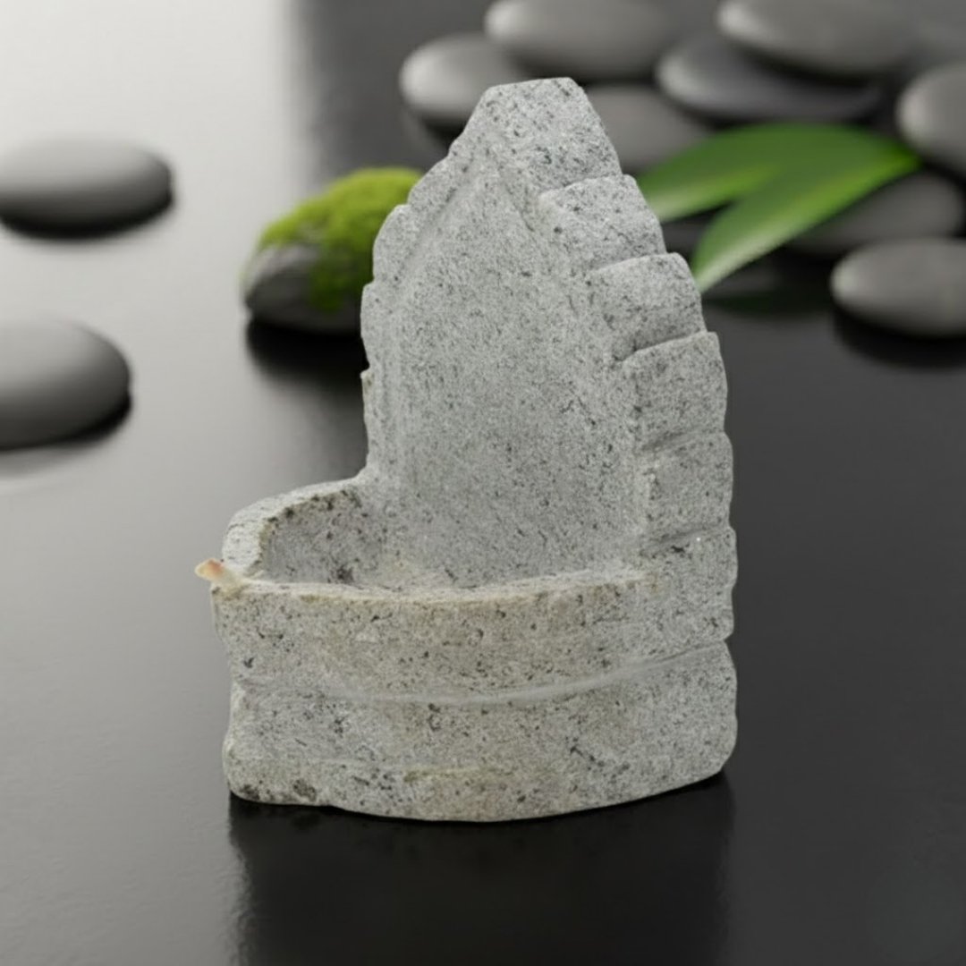 MYNAKSHA Granite Stone Diya/Heavy Duty Oil Lamp/Agal Vilakku/Decorative Diya for Diwali Decorations and Navratri Decorations (Grey_13cm x 13cm x 5cm)