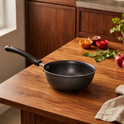 MYNAKSHA Iron Tadka Pan/Fry Pan/thalipu karandi with Handle Loha/Lokhand (5inch, 130mm) 3mm Thickness