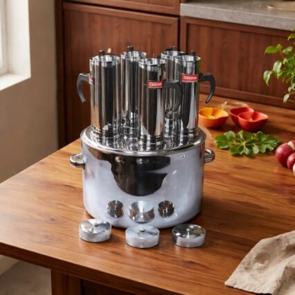 MYNAKSHA Stainless Steel 7-in-1 Puttu Maker with Steamer Plate and Steel Stick | Multi-Purpose Puttu Kodam for Steaming Idli, Veggies, Momos & Traditional South Indian Puttu