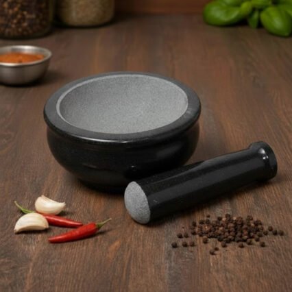 MYNAKSHA Stone uruli for Home Deco, Stone Urli Ethnic Traditional Bowl Showpiece. 8 inch Diameter Granite Stone